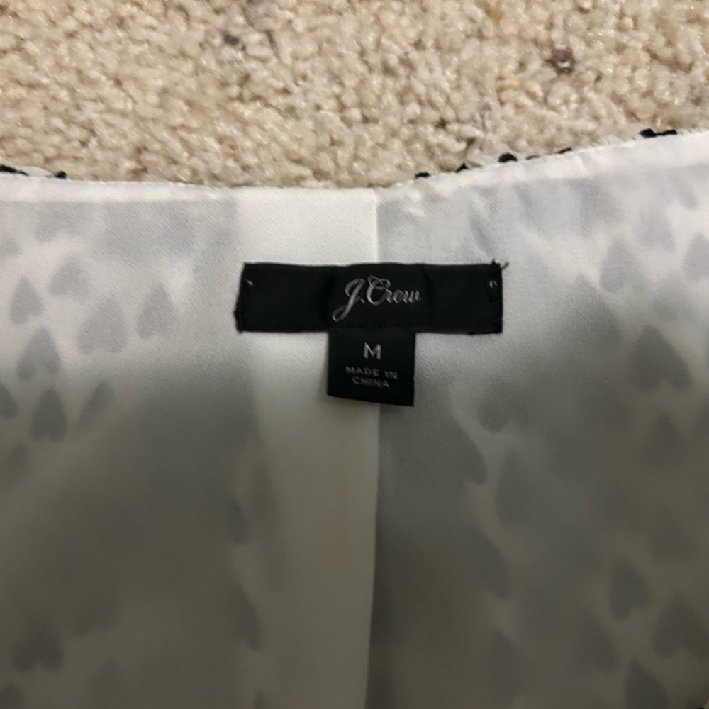 J. Crew Black and White Ruffle Heart Patterned Blouse - Picture 2 of 11
